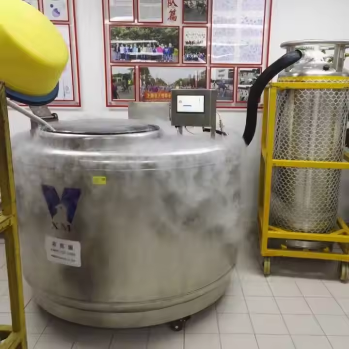 使用液氮罐凍存，外部結(jié)霜